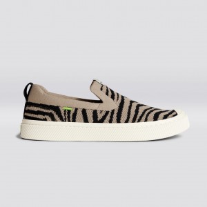 Cariuma Low Top Bamboo Weave Knit Vegan IBI Slip-On Herren Zebra Print | 870-TXPVSD