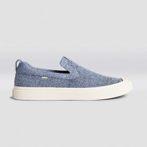 Cariuma Low Top Bamboo Weave Knit Vegan IBI Slip-On Herren Blau | 203-UXHJKW