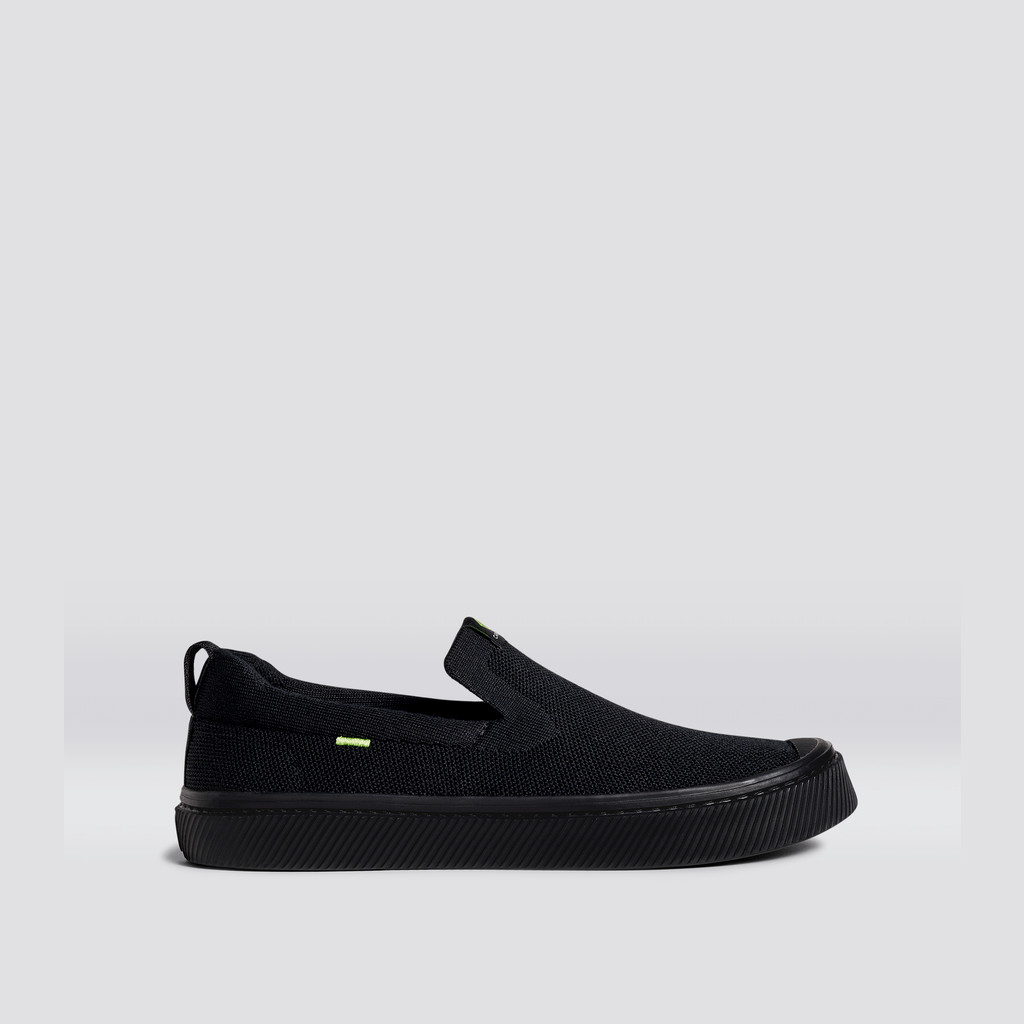 Cariuma Low Top Bamboo Weave Knit IBI Slip-On Damen Schwarz | 642-ZJEVBH