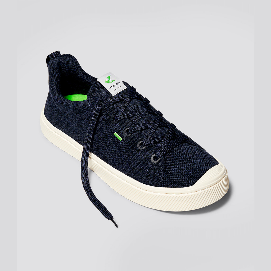 Cariuma Low Top Bamboo Weave Knit Vegan IBI Herren Navy | 507-ZIXOHK