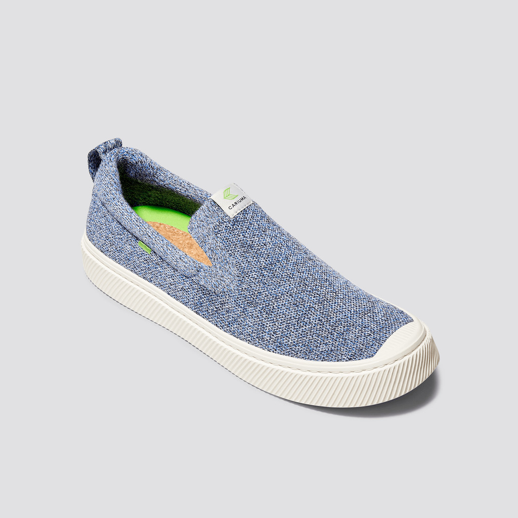 Cariuma Low Top Bamboo Weave Knit Vegan IBI Slip-On Damen Blau | 547-LYSUBX