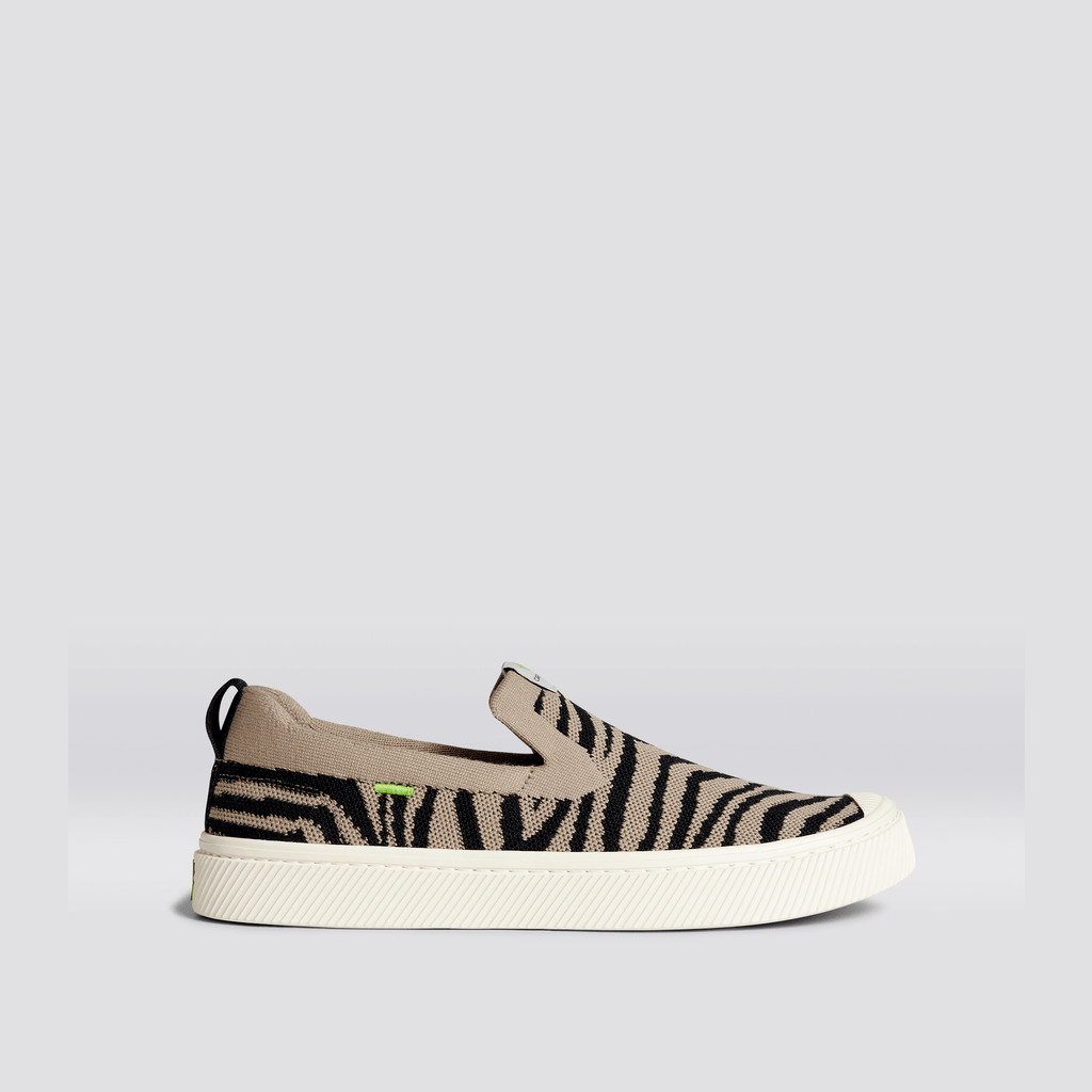 Cariuma Low Top Bamboo Weave Knit Vegan IBI Slip-On Damen Zebra Print | 640-ELFXIK