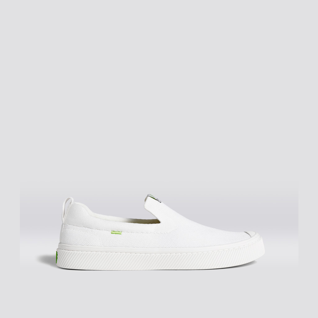 Cariuma Low Top Bamboo Weave Knit Vegan IBI Slip-On Damen Weiß | 237-ADQVNW