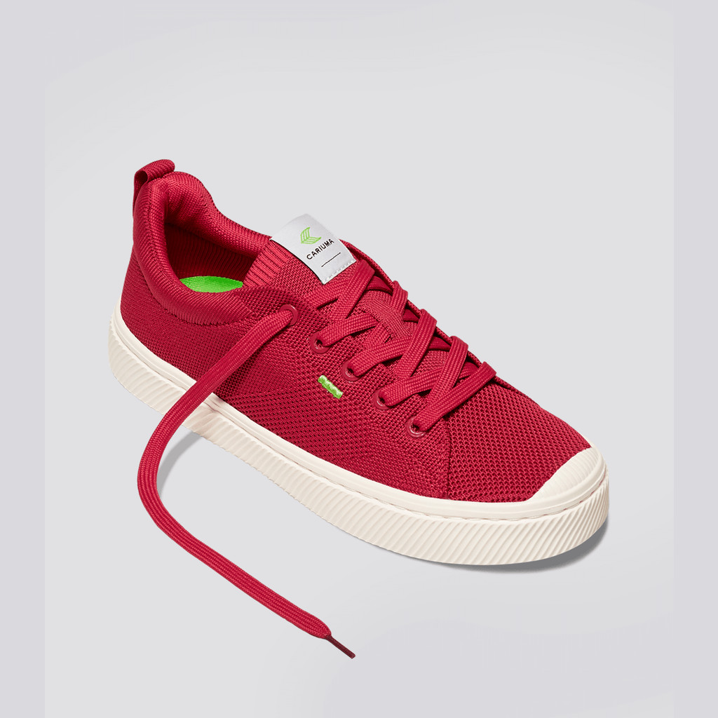 Cariuma Low Top Bamboo Weave Knit Vegan IBI Damen Rot | 218-FJEOKQ