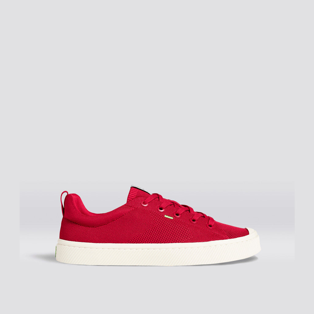 Cariuma Low Top Bamboo Weave Knit Vegan IBI Damen Rot | 218-FJEOKQ