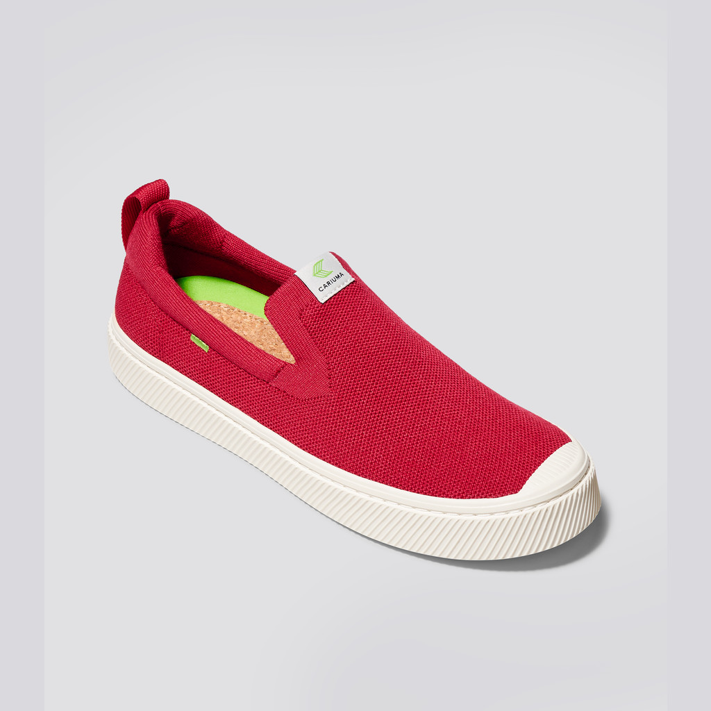 Cariuma Low Top Bamboo Weave Knit Vegan IBI Slip-On Damen Rot | 067-HQEYDL