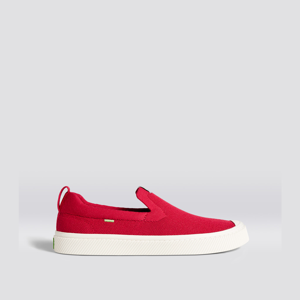 Cariuma Low Top Bamboo Weave Knit Vegan IBI Slip-On Damen Rot | 067-HQEYDL